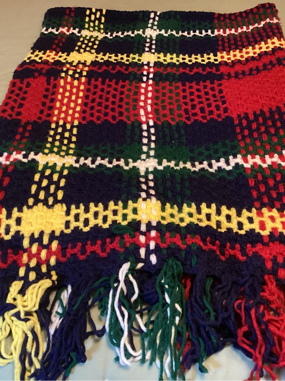 Large Handmade Multicolor Crochet Throw Blanket - Vibrant Plaid